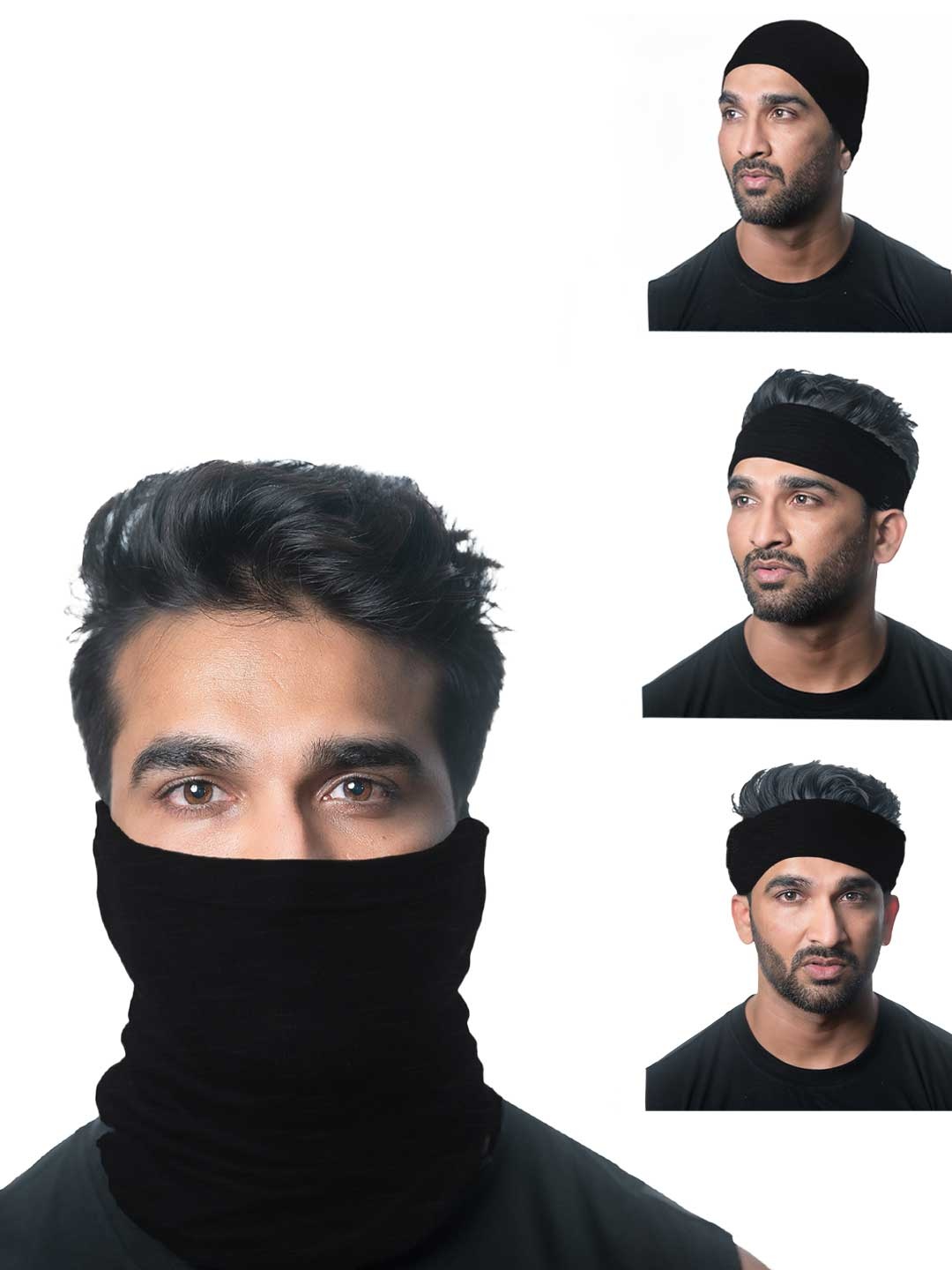 

Heelium Unisex Pack of 4 Bamboo Soft Odour-free & Breathable Multipurpose Bandana, Black
