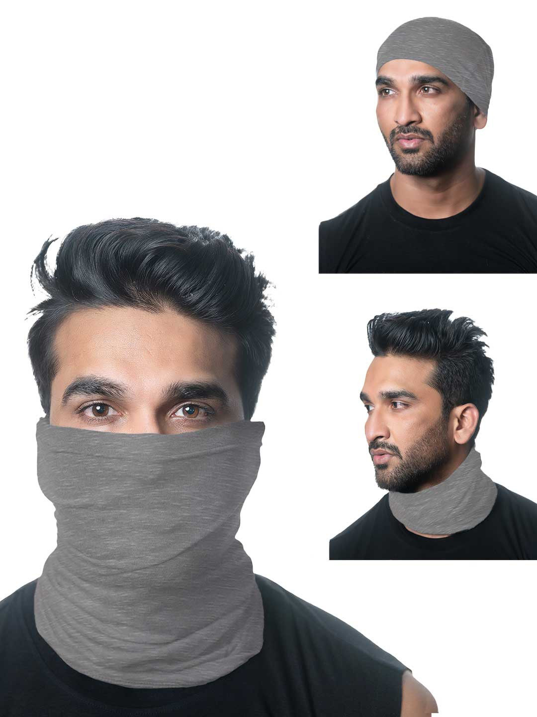 

Heelium Unisex Pack of 3 Bamboo Soft Odour-free & Breathable Multipurpose Bandana, Grey