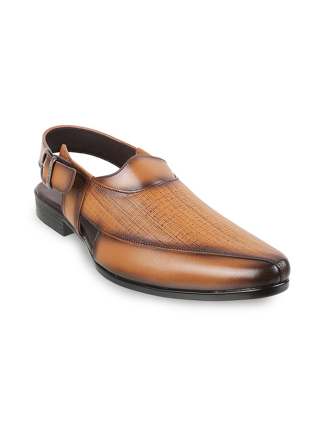 

Metro Men Tan Leather Shoe-Style Sandals