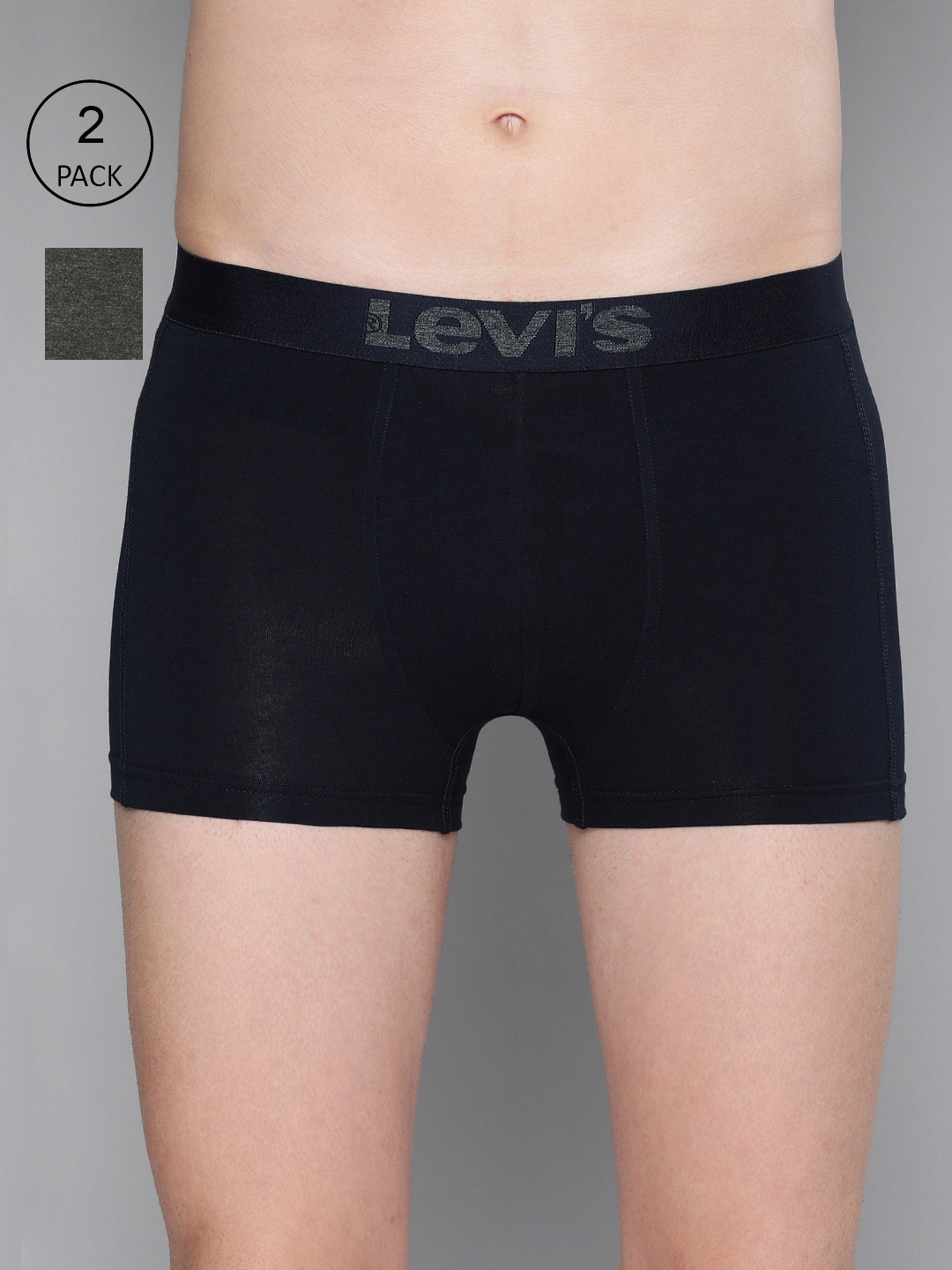 Levis Men Pack of 2 Solid Trunks, Grey melange