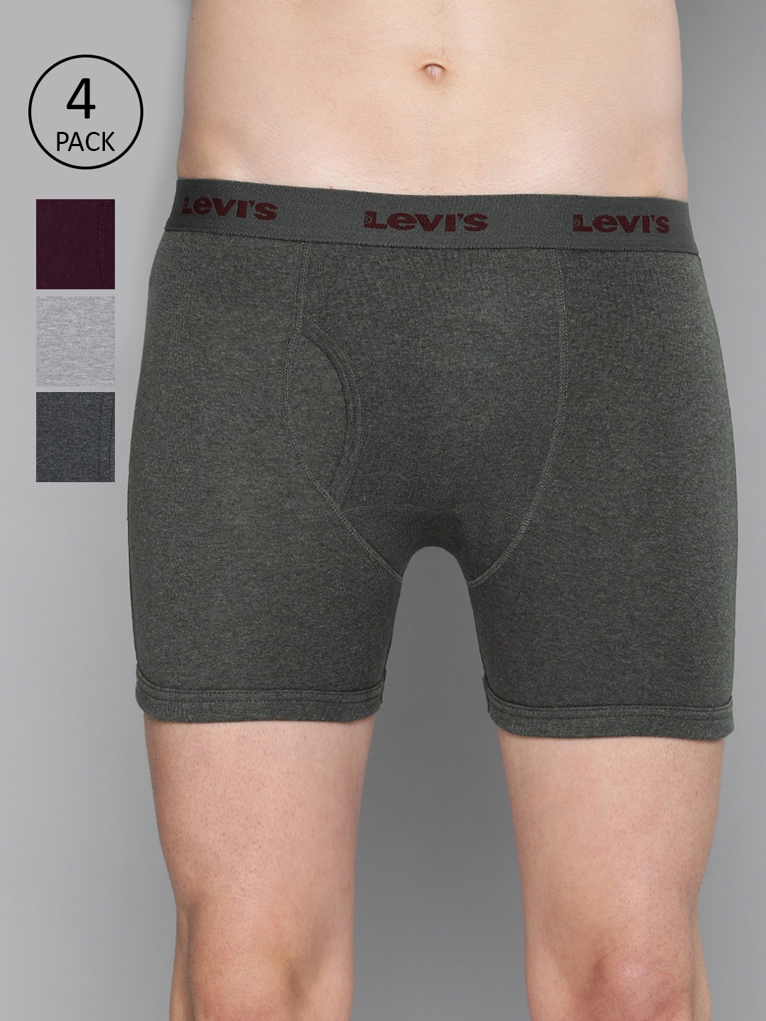 

Levis Men Pack of 4 Pure Cotton Assorted Solid Trunks