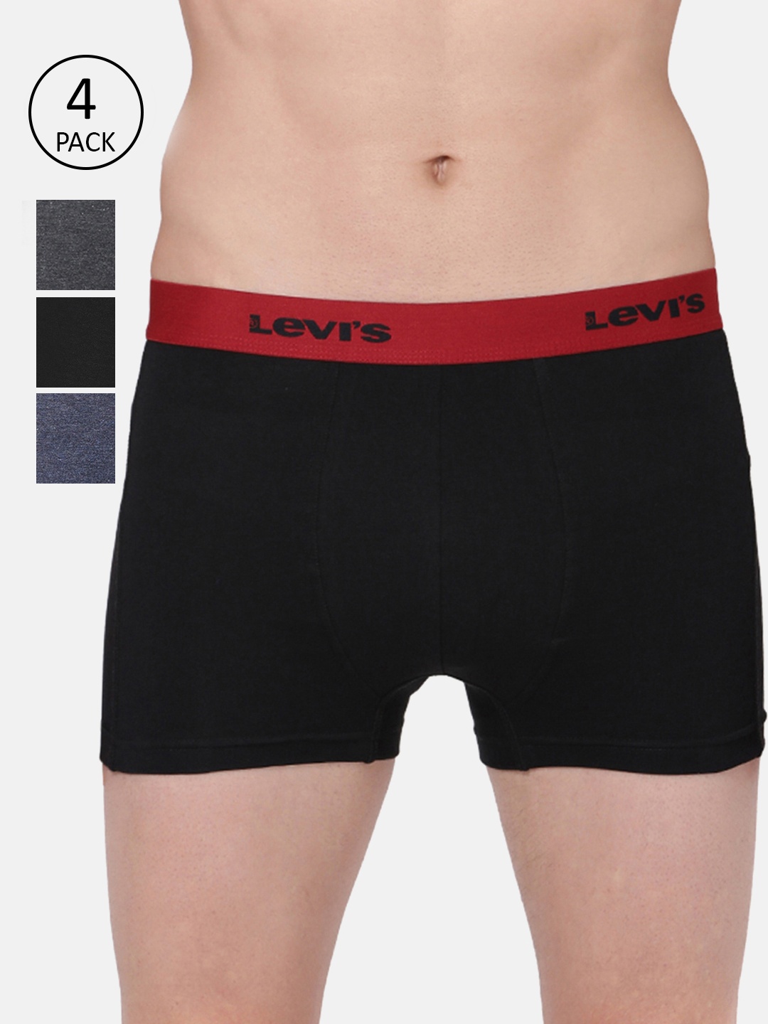 

Levis Men Pack of 4 Solid Trunks, Charcoal