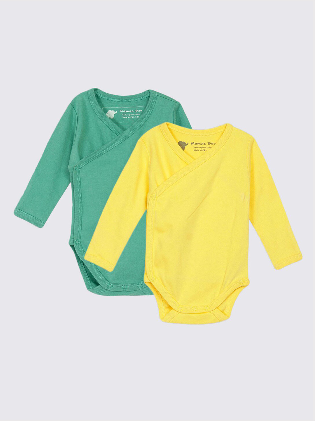 

Mamas Boo Infants Pack Of 2 Solid Pure Organic Cotton Sustainable Bodysuits, Green