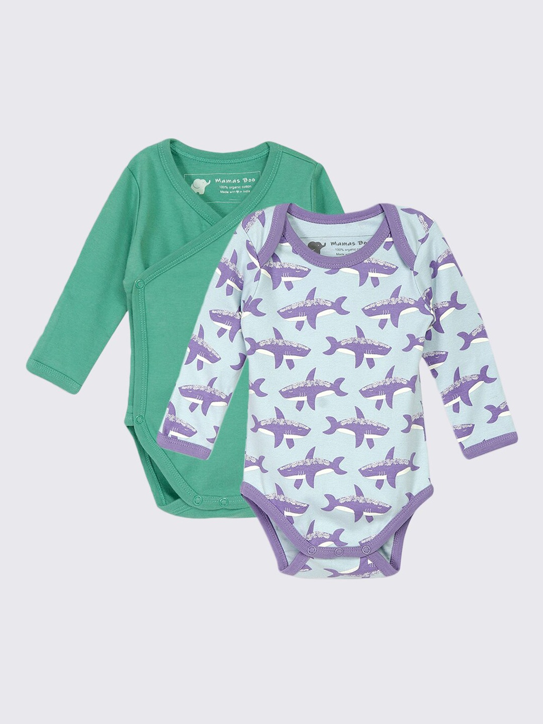 

Mamas Boo Unisex Kids Set of 2 Green & Purple Green Sustainable Bodysuit