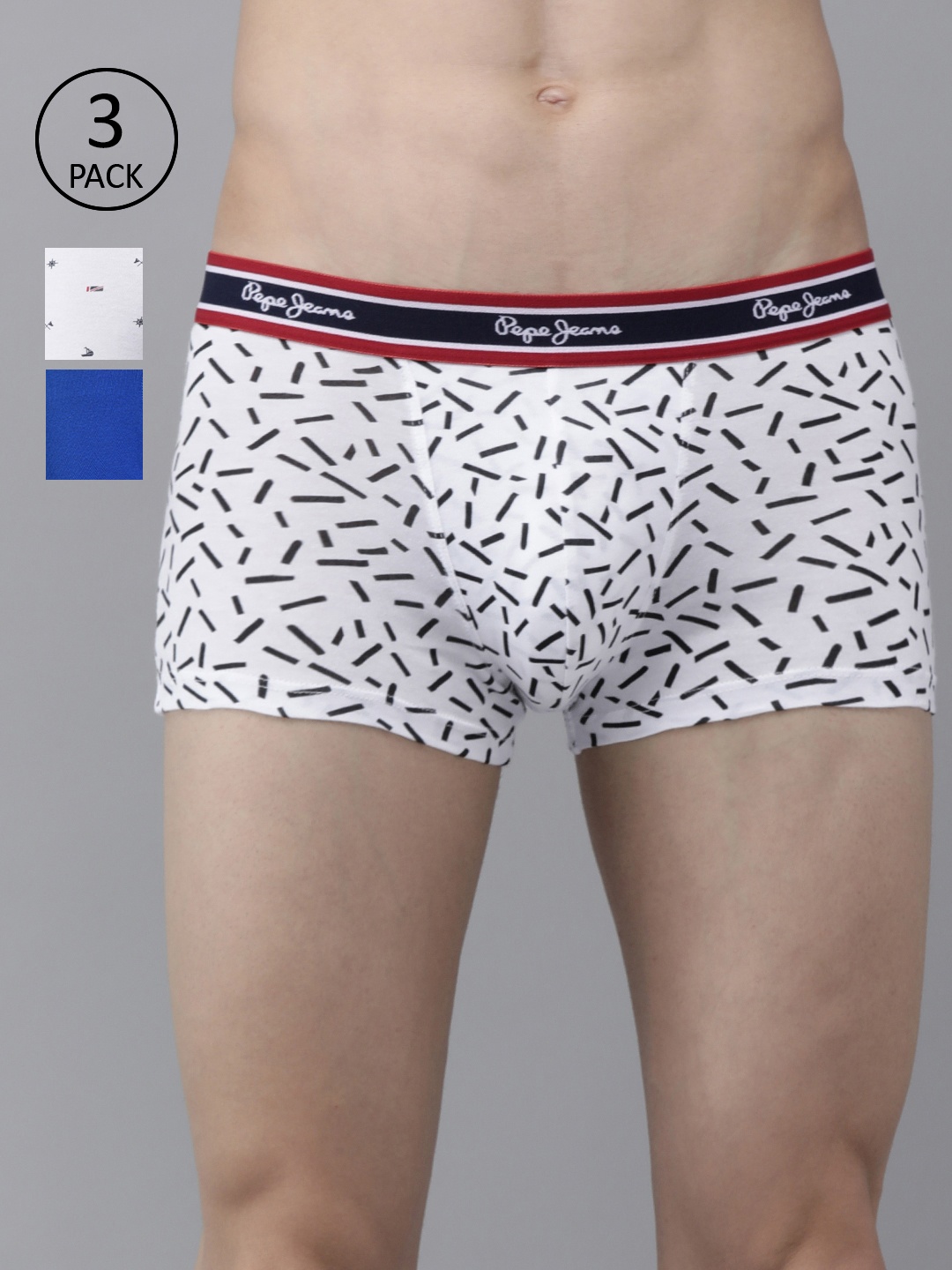 

Pepe Jeans Men Pack of 3 Printed Trunks, Blue