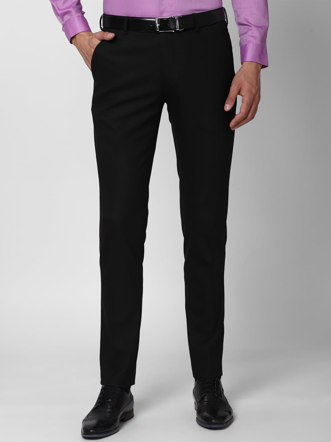 

Peter England Men Black Slim Fit Formal Trousers