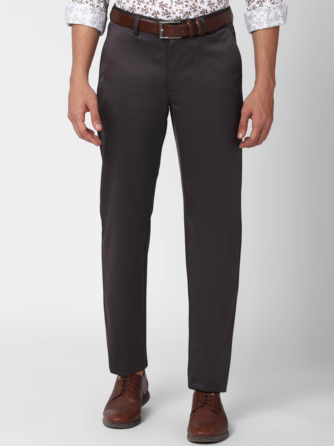 

Peter England Casuals Men Grey Formal Trousers