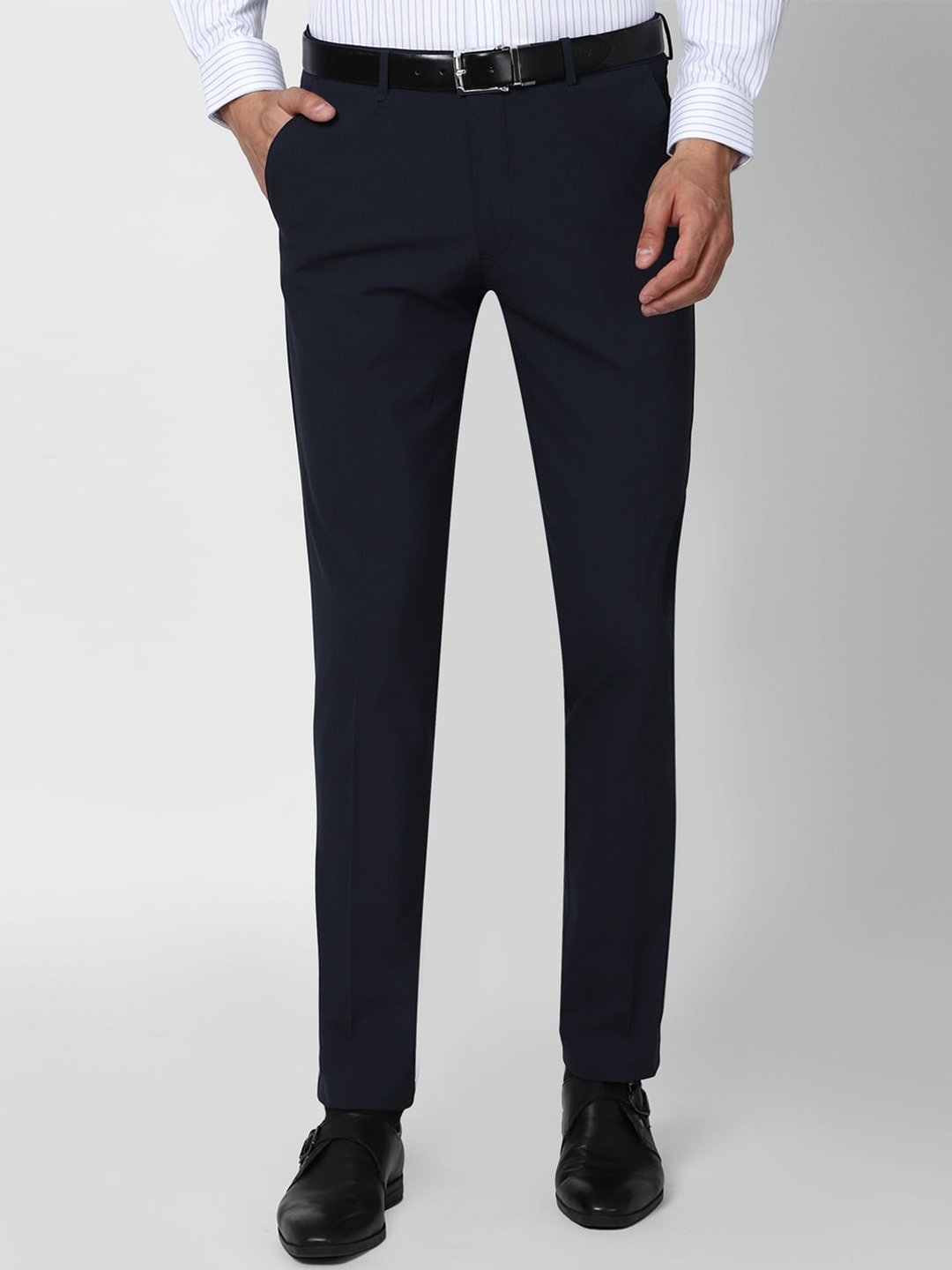 

Van Heusen Men Navy Blue Slim Fit Formal Trousers
