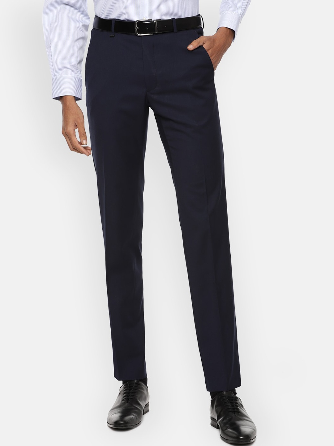 

Van Heusen Men Navy Blue Slim Fit Formal Trousers
