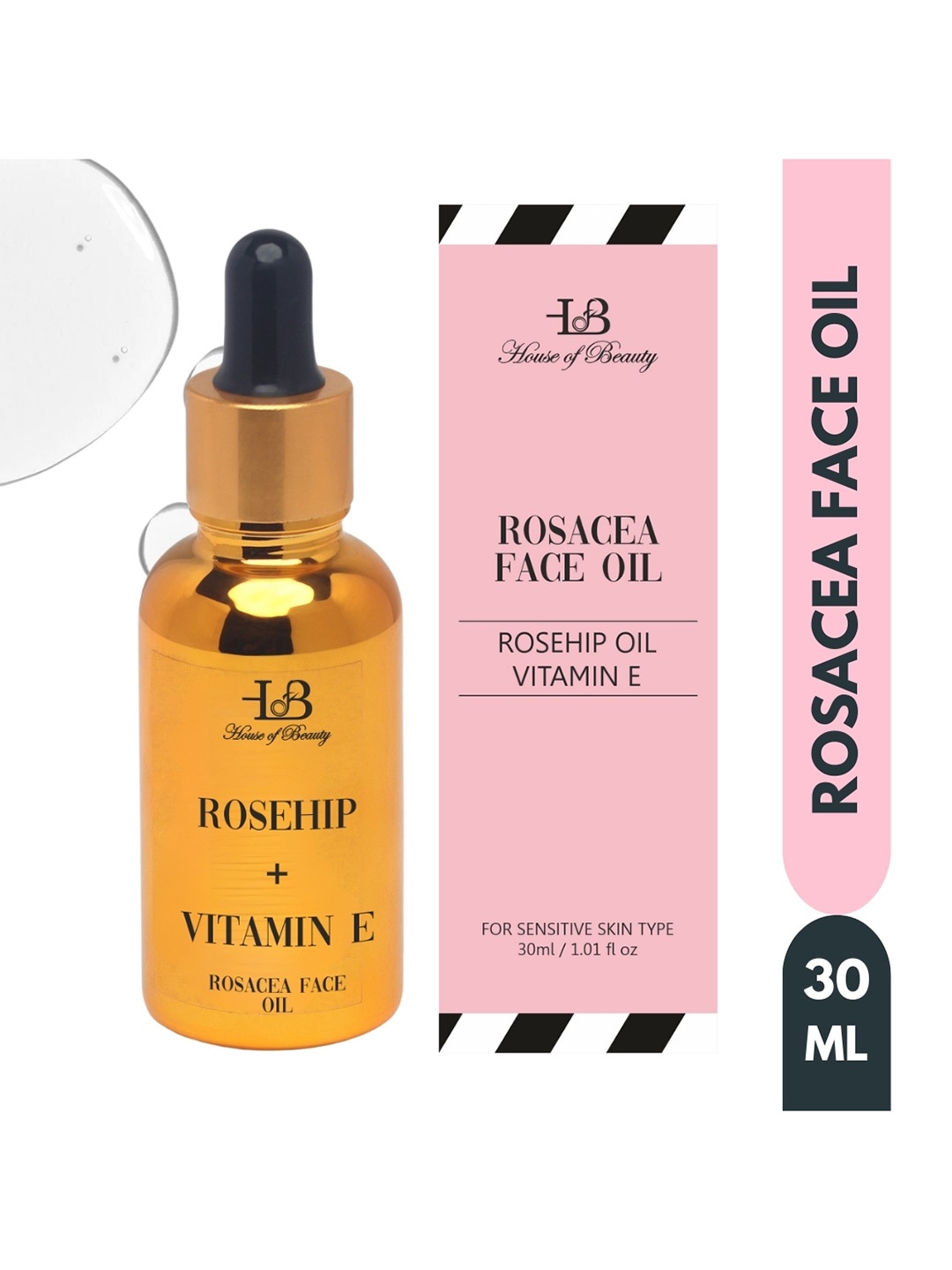 

House of Beauty Rosacea Oil with Rosehip Oil & Vitamin E - 30ml, Yellow