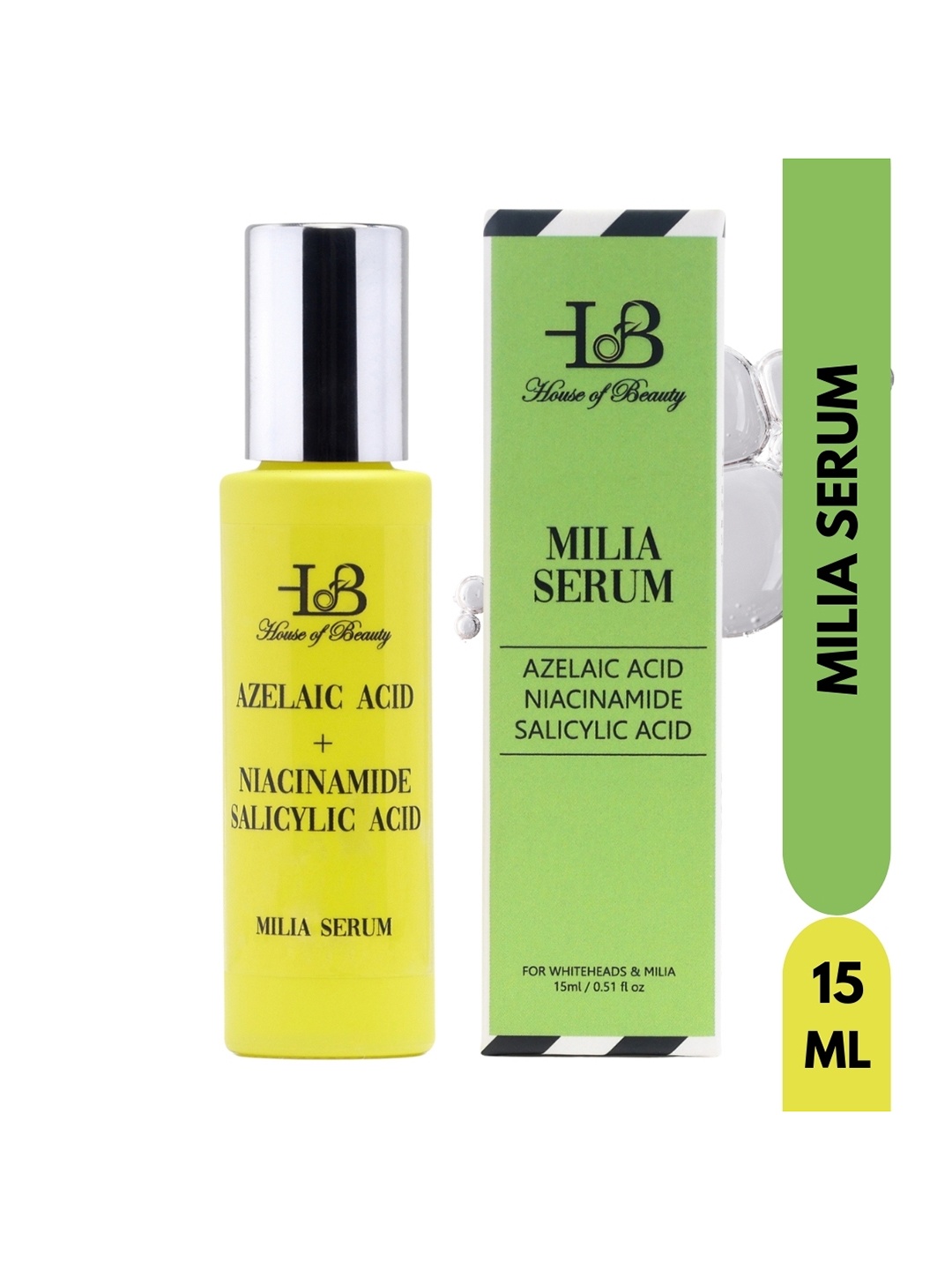 

House of Beauty Milia Serum with Azelaic Acid & Niacinamide - 15ml, Green