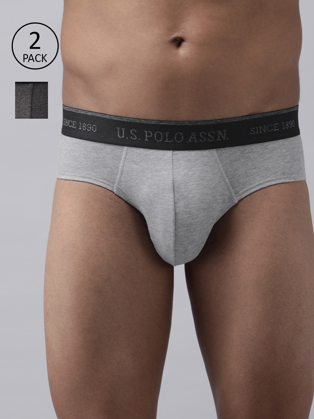 

U.S. Polo Assn. Men Pack of 2 Basic Briefs, Grey melange