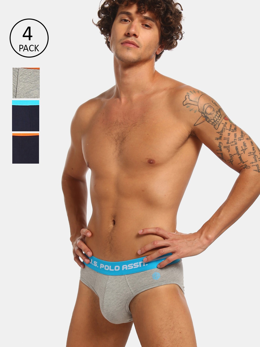 

U.S. Polo Assn. Men Pack of 4 Printed Basic Briefs, Assorted