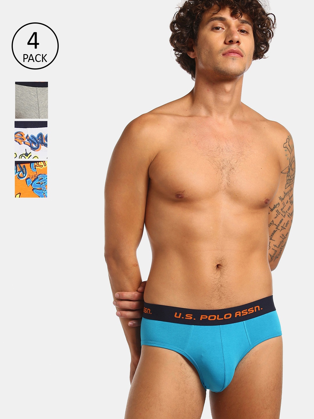 

U.S. Polo Assn. Men Pack of 4 Printed Basic Briefs, Assorted