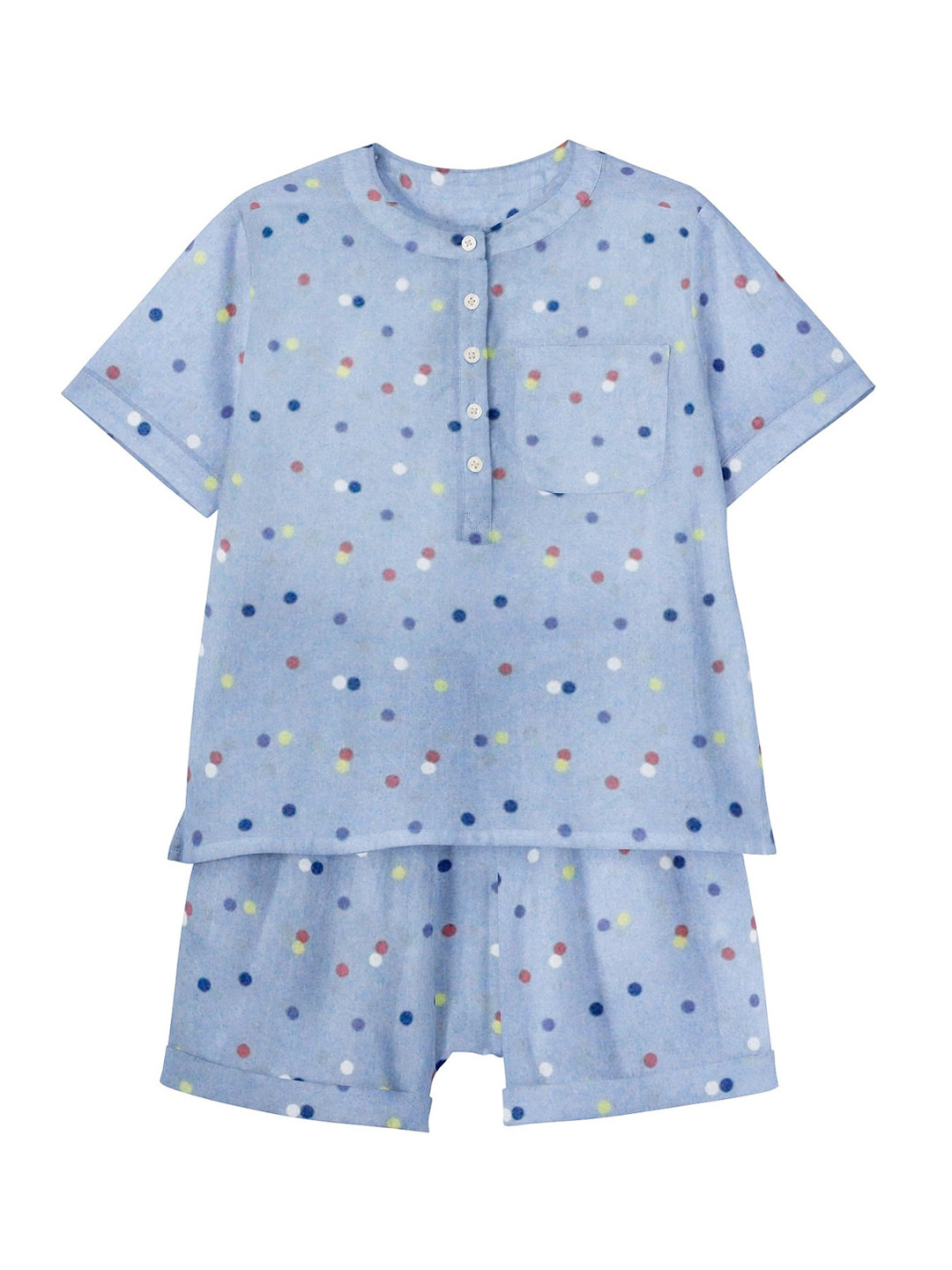 

THE BABY ATELIER Unisex Kids Blue Printed 100% Organic Cotton Night suit