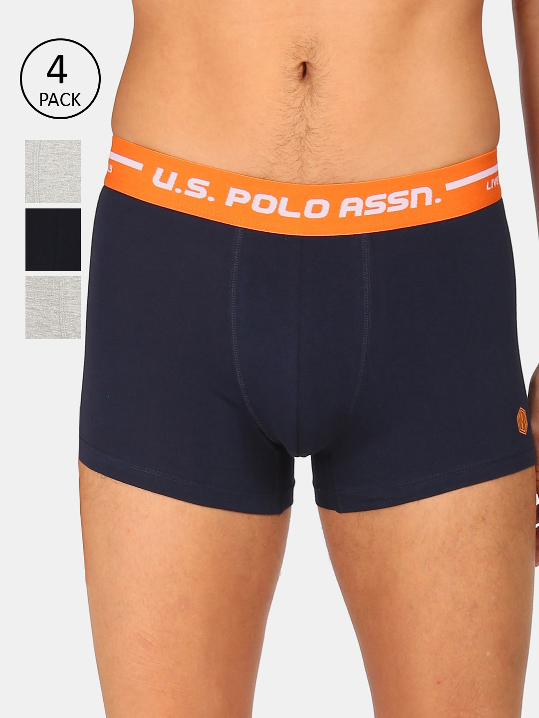 

U.S. Polo Assn. Men Pack of 4 Solid Trunks, Navy blue