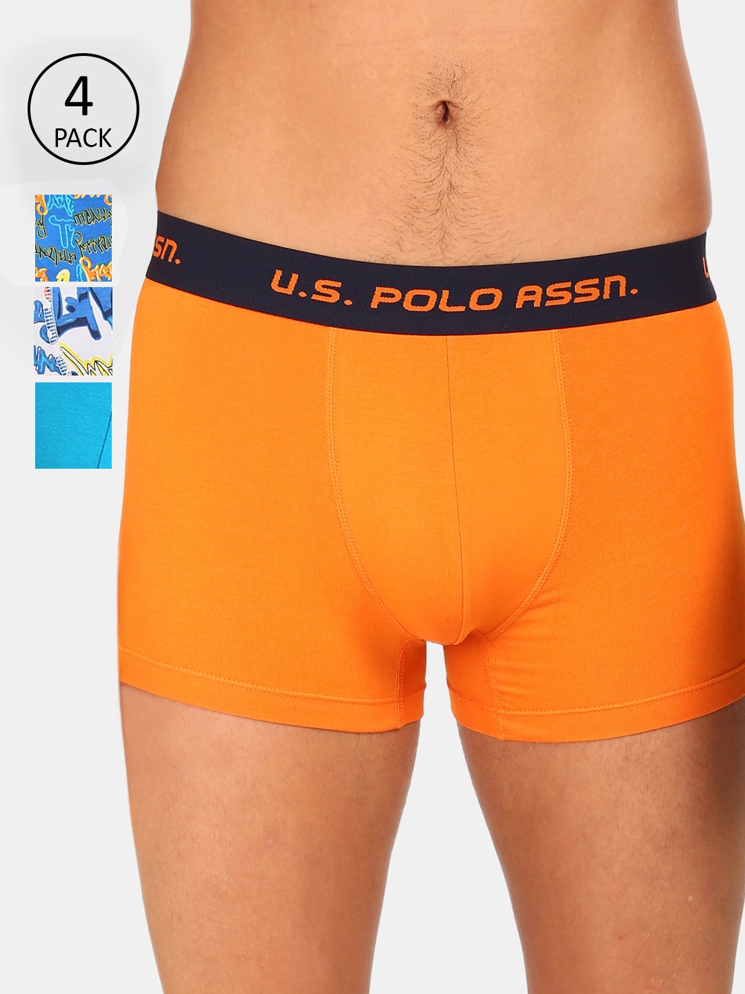

U.S. Polo Assn. Men Pack of 4 Solid Trunks15887350, Orange