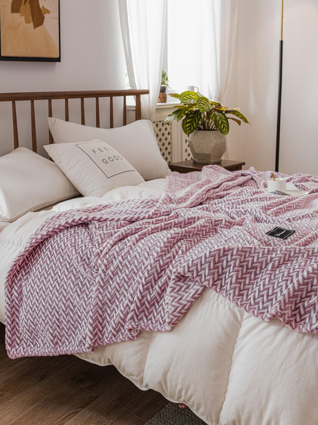 

JC Collection Purple & White Summer 350 GSM Double Bed Blanket