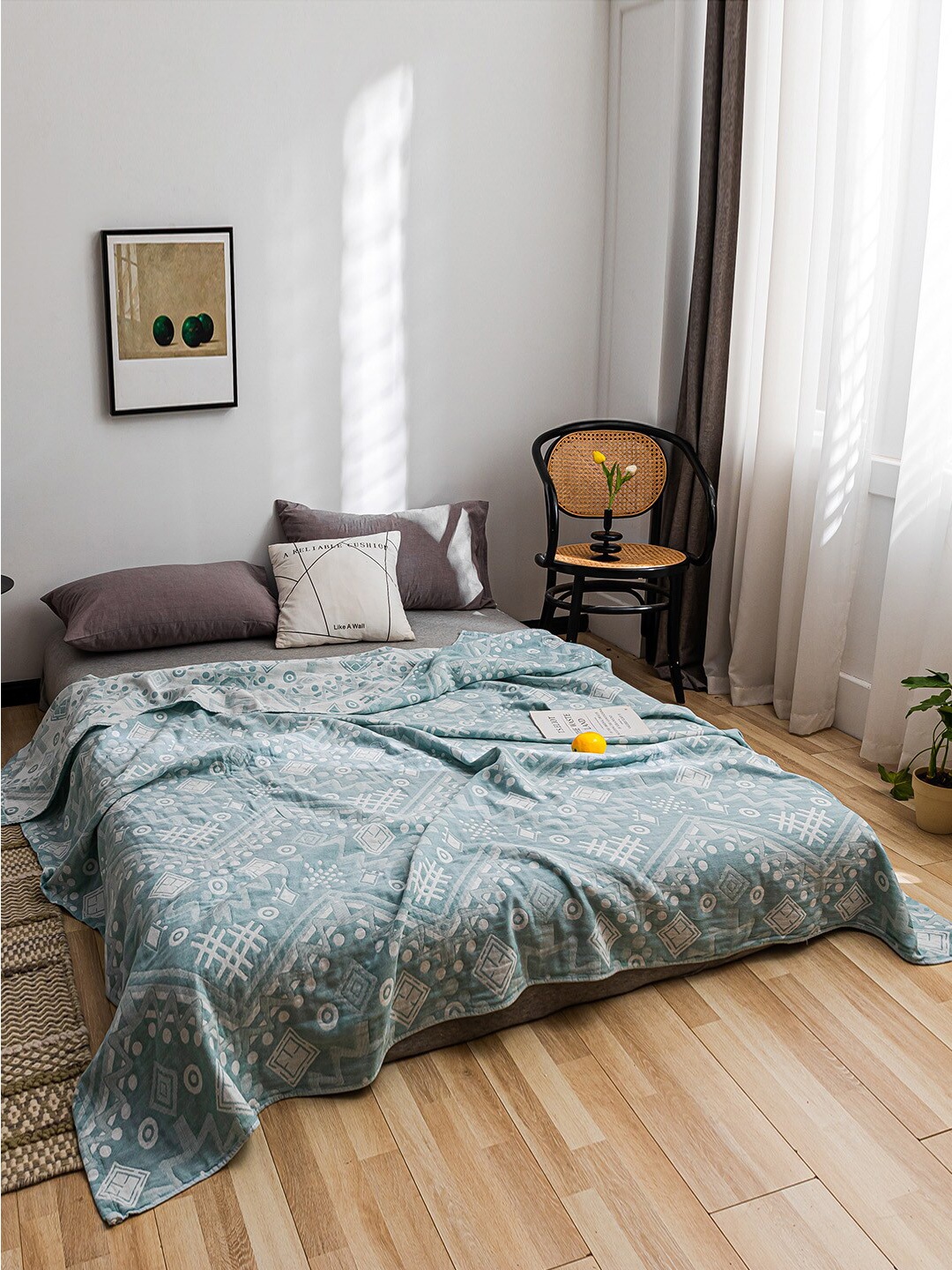 

JC HOME Green & White Summer 800 GSM Double Bed Blanket