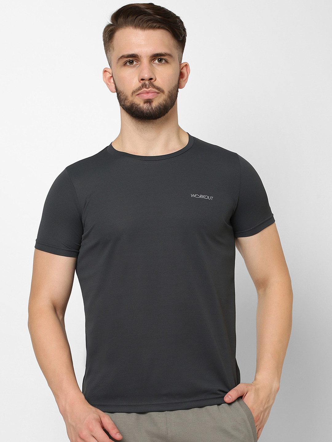 

Sweet Dreams Men Charcoal Grey Solid Cotton Lounge Tshirts