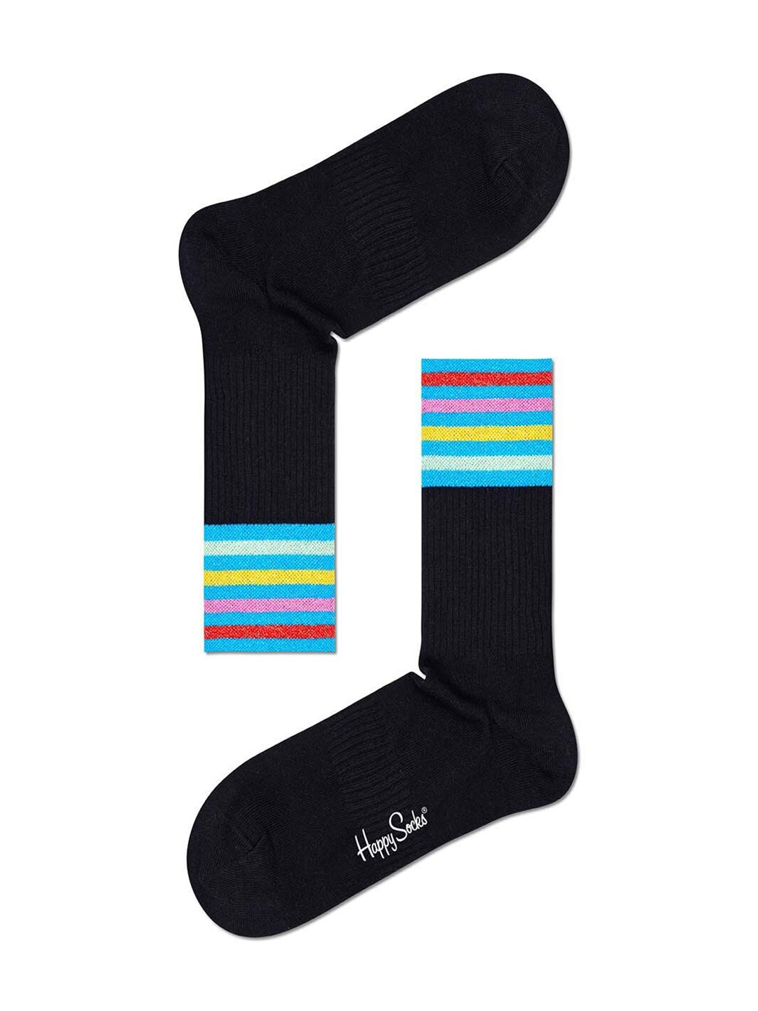 

Happy Socks Black Striped Calf-Length Crew Socks