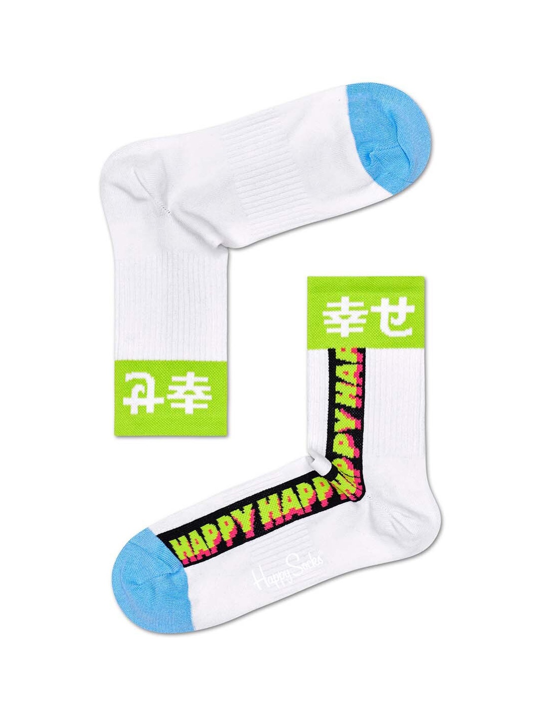 

Happy Socks White & Green Patterned Above Ankle Cotton Socks