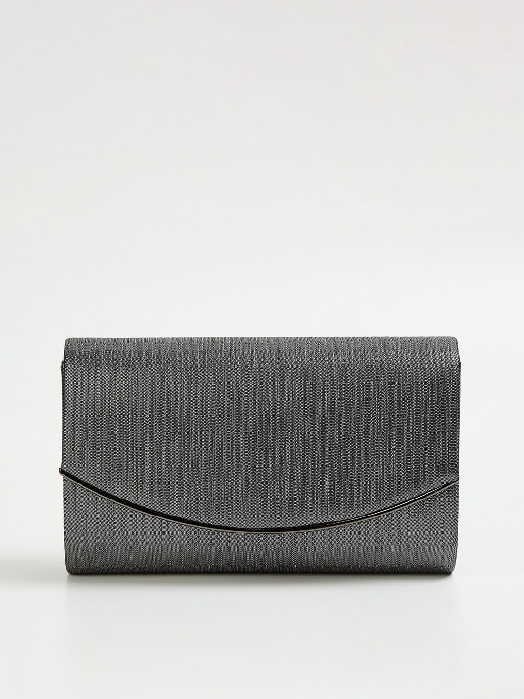 

CODE by Lifestyle Women Gunmetal-Toned Textured Structured Sling Bag, Metallic