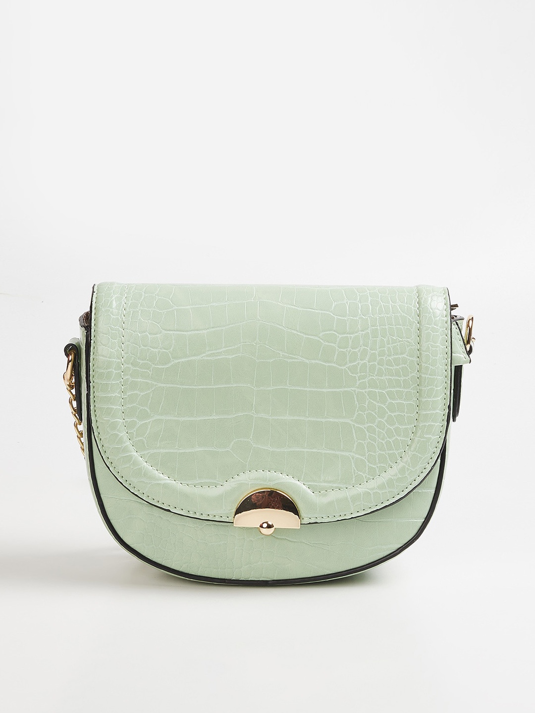 

CODE by Lifestyle Women Green Textured Half Moon Sling Bag