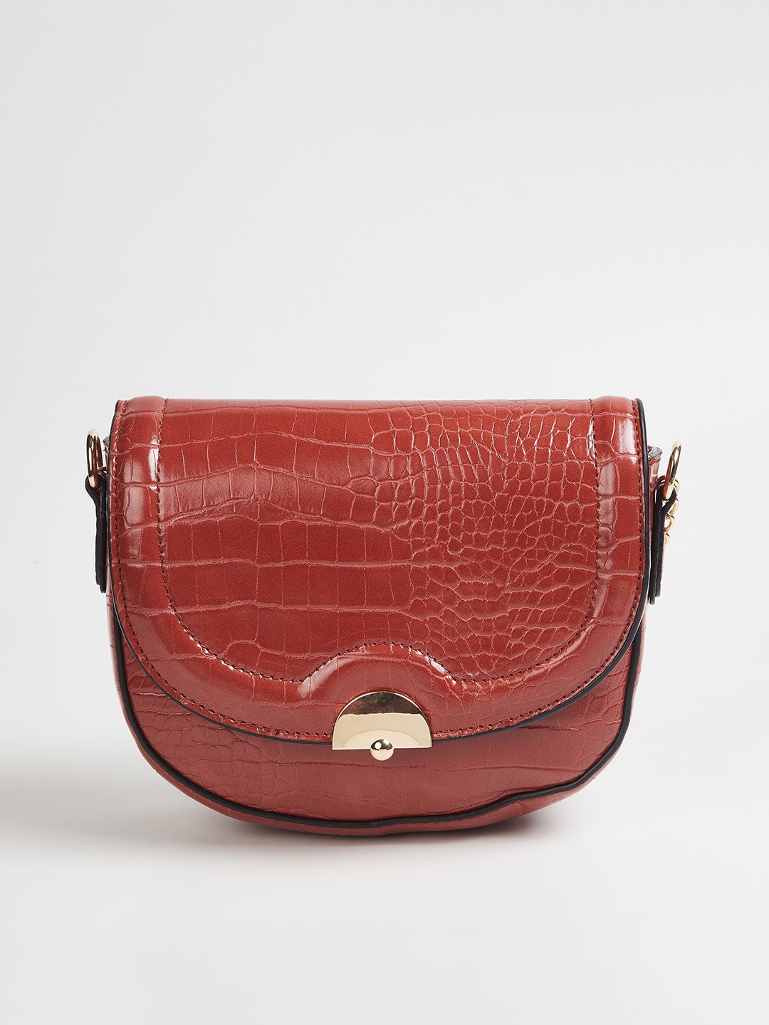 

CODE by Lifestyle Women Brown Textured Half Moon Sling Bag