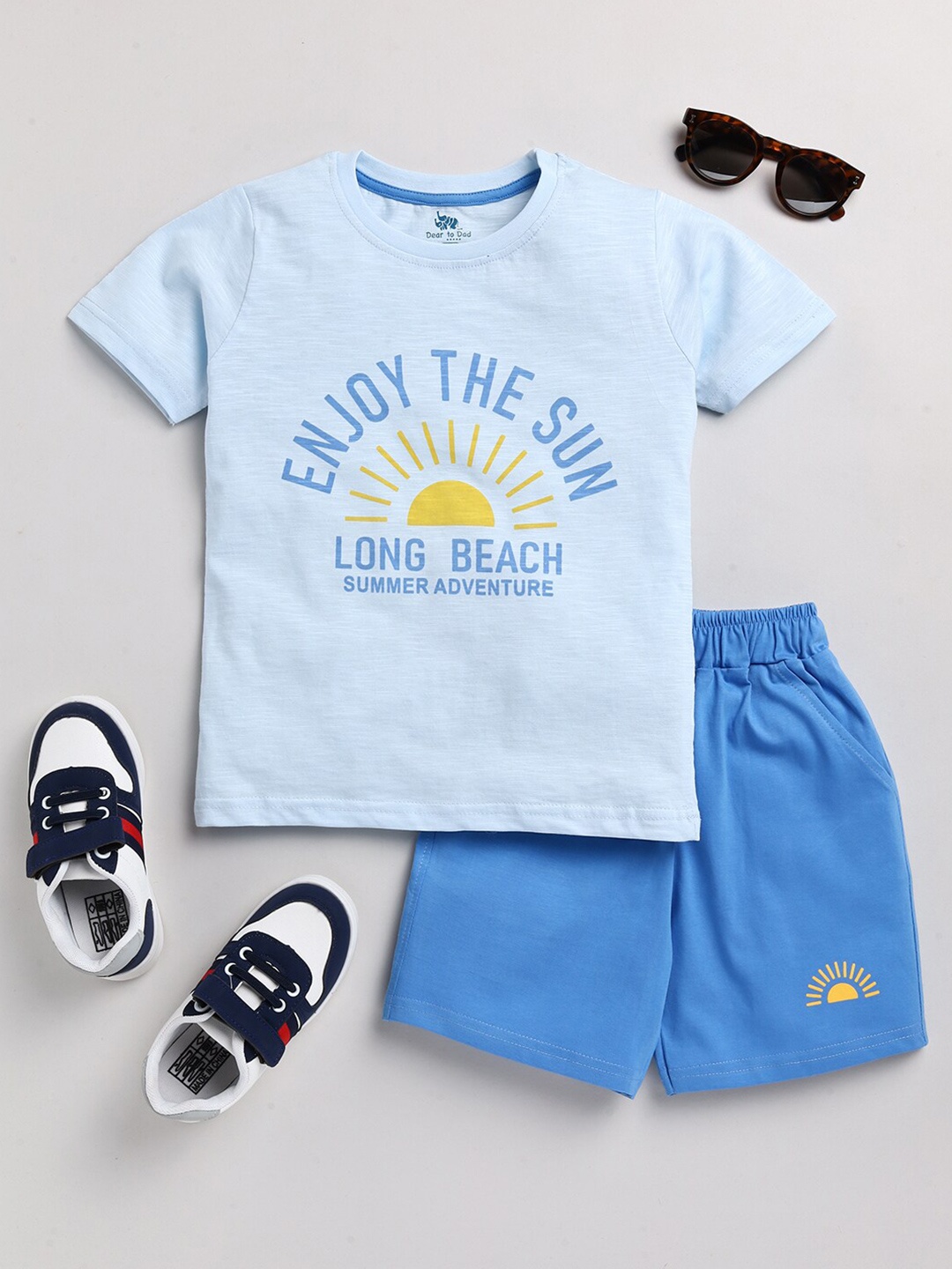 

Dear to Dad Boys Blue Printed T-shirt with Shorts