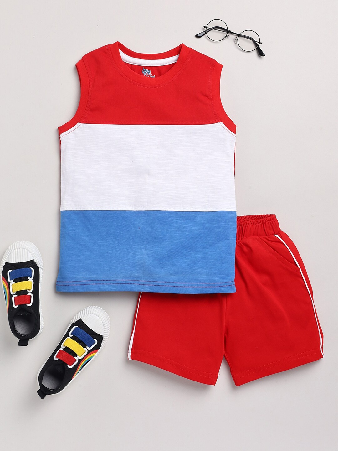 

Dear to Dad Boys Red & White Printed Pure Cotton T-shirt with Shorts