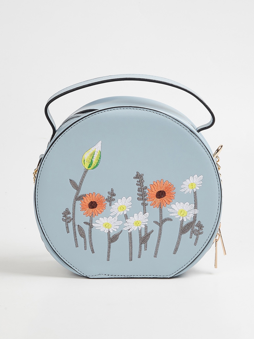 

Ginger by Lifestyle Women Blue Printed Structured Sling Bag