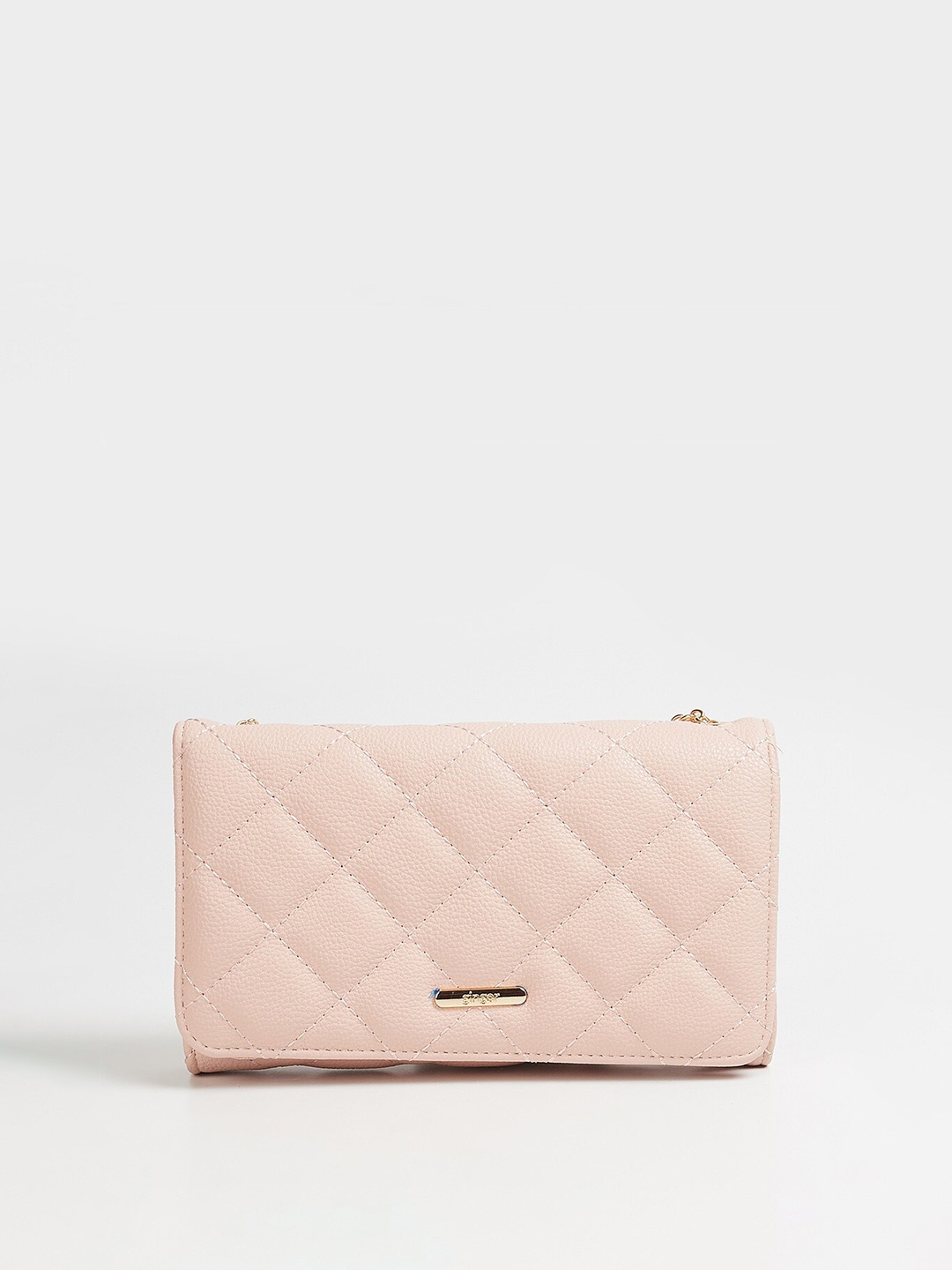 

Ginger by Lifestyle Peach-Coloured Quilted Purse Clutch