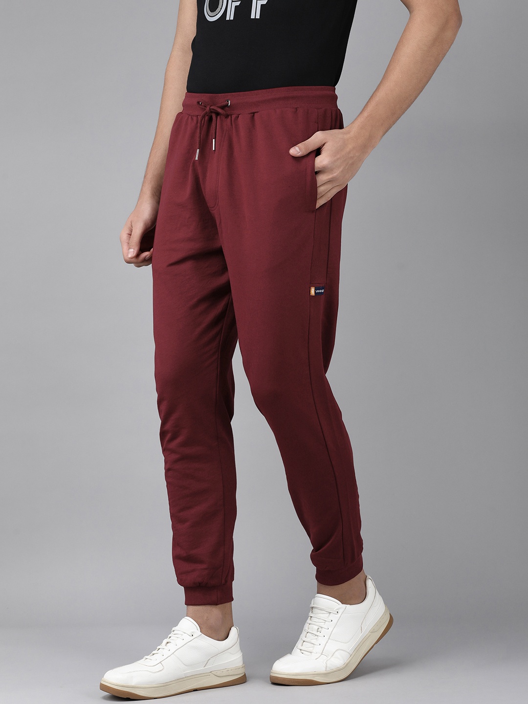 

Van Heusen Sport Men Burgundy Solid Pure Cotton Joggers