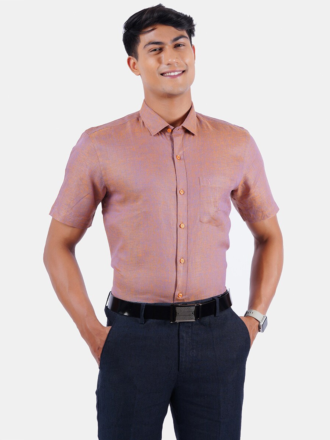 

Ramraj Men Orange Semiformal Shirt