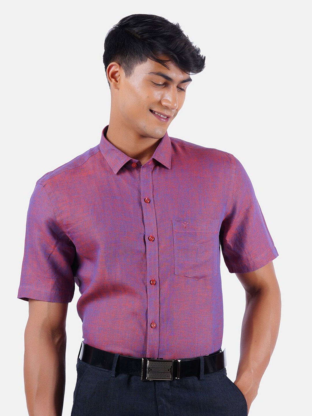 

Ramraj Men Orange Linen Formal Shirt