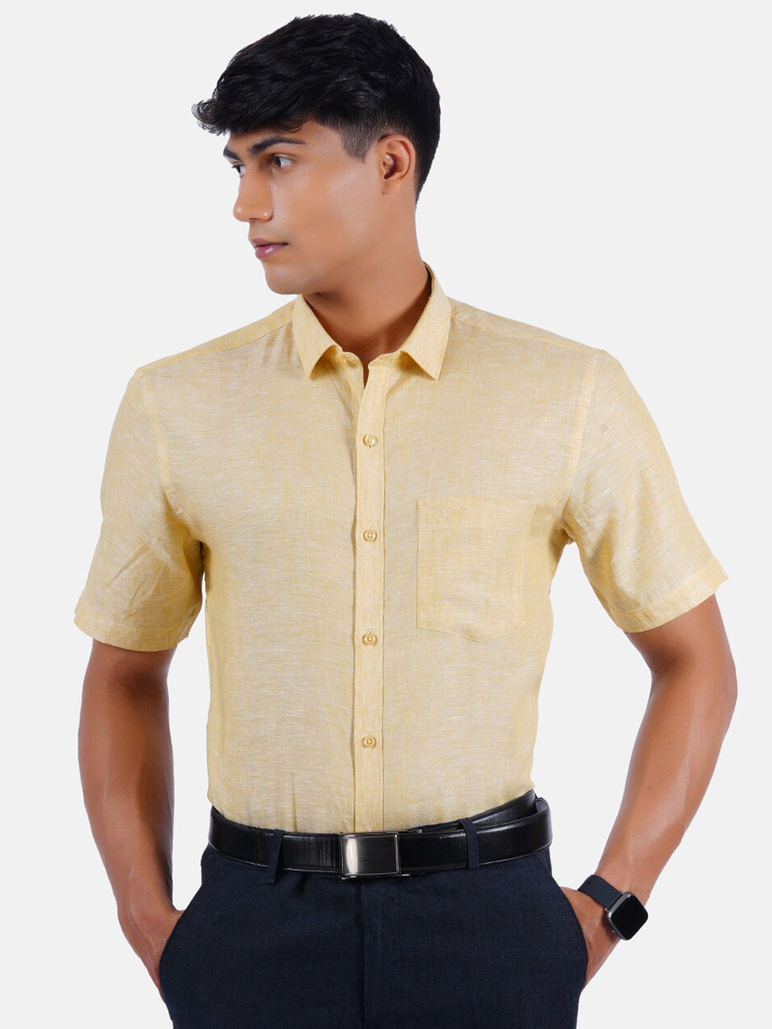 

Ramraj Men Orange Linen Formal Shirt
