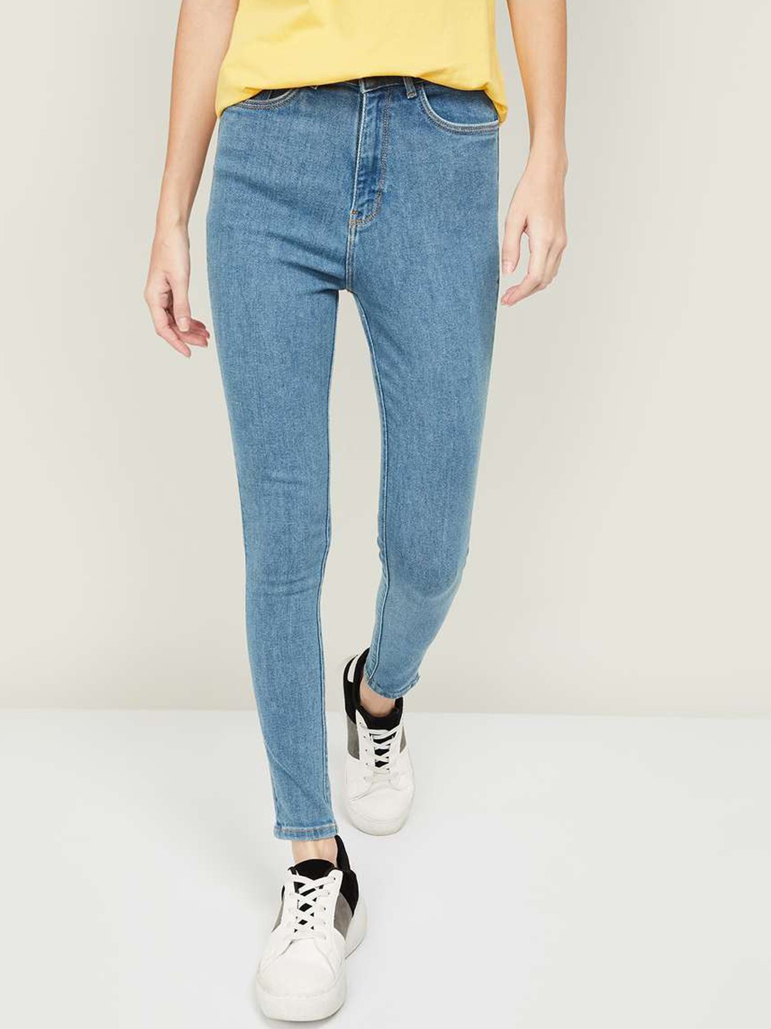 

Xpose Women Navy Blue Comfort Skinny Fit High-Rise Highly Distressed Heavy Fade Stretchable Jeans