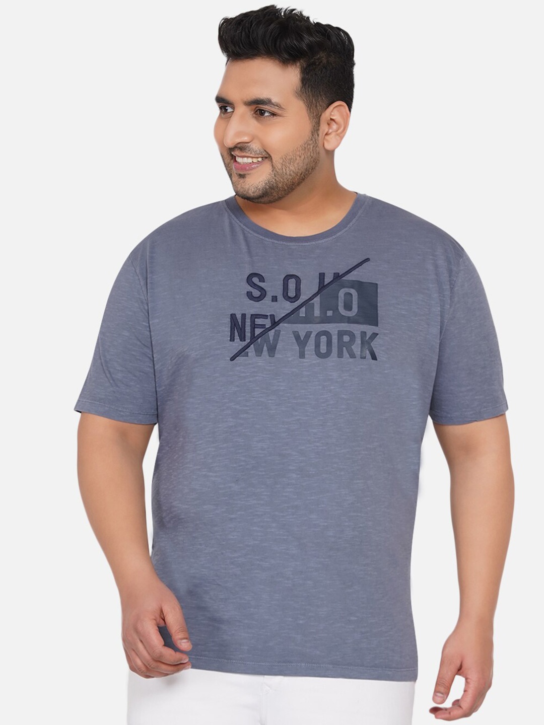 

Santonio Men Blue Typography Printed T-shirt