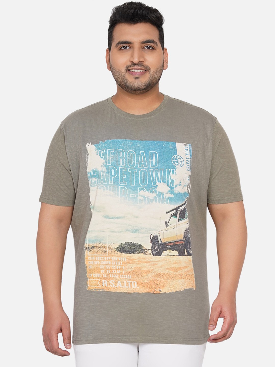 

Santonio Men Olive Green Printed T-shirt