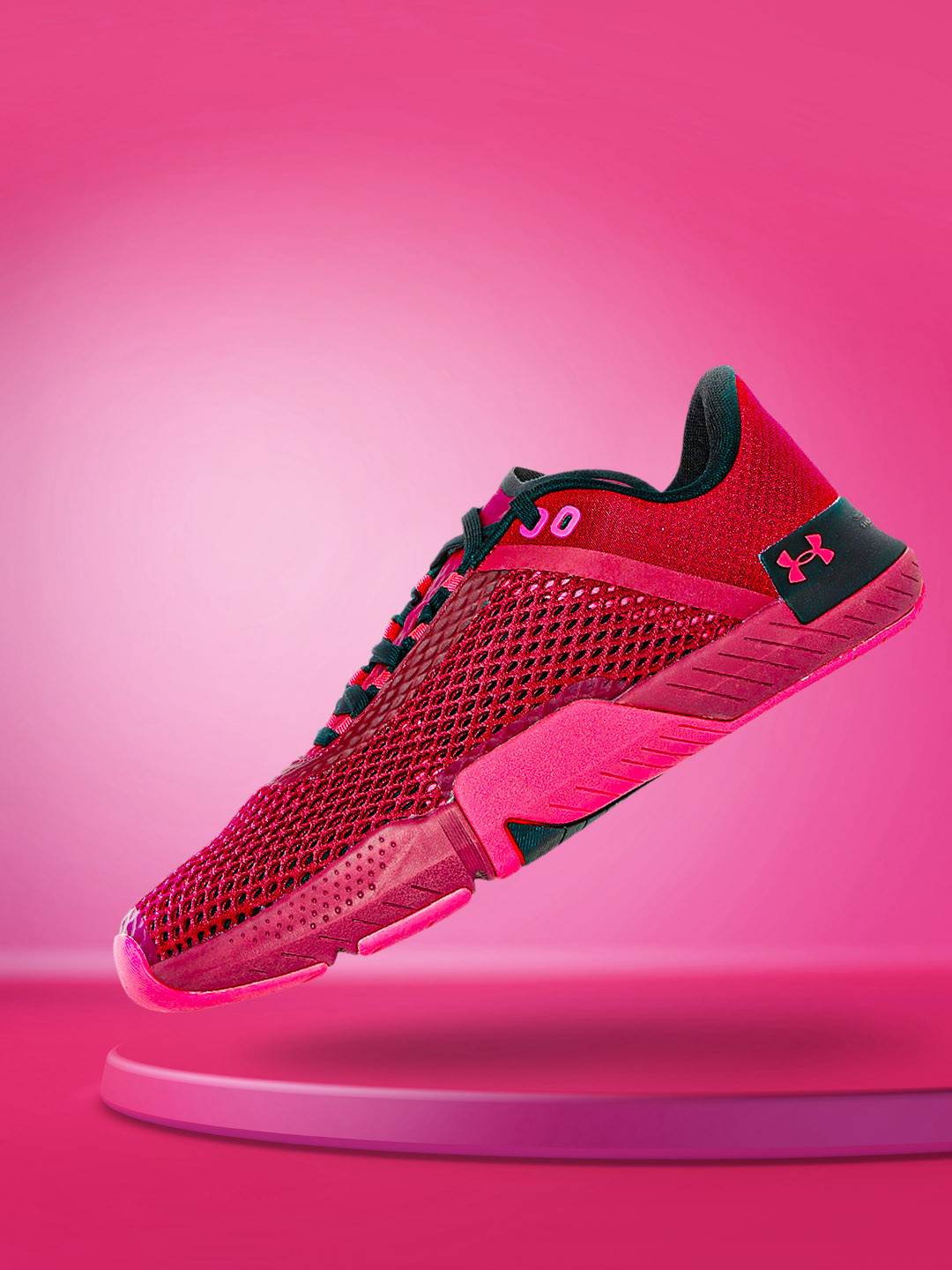 

UNDER ARMOUR Men Fuchsia Pink Woven Design TriBase Reign 4 Training Shoes