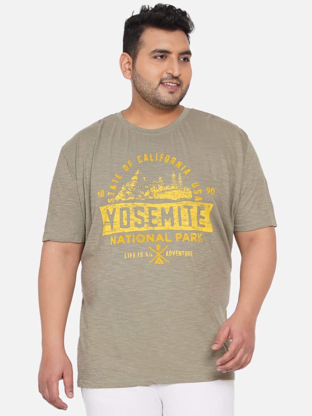 Santonio Men Beige Typography Printed T-shirt