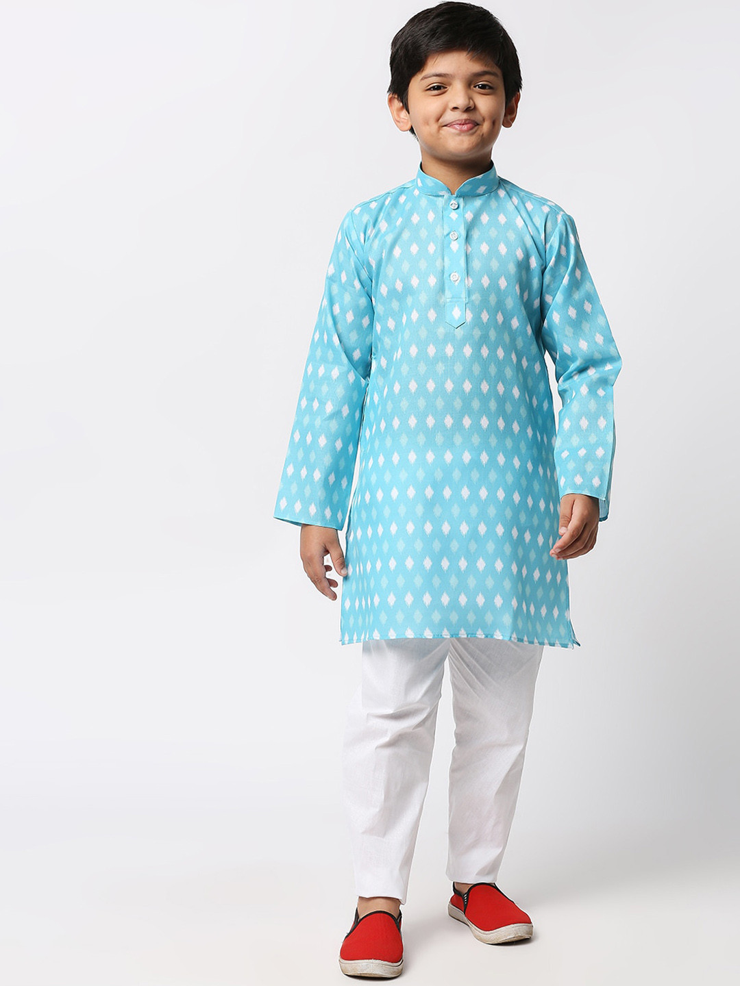 

MEWAR Boys Blue Ethnic Motifs Printed Kurta with Pyjamas