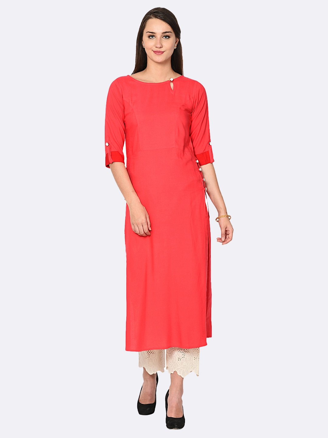 

Aujjessa Women Peach-Coloured Kurta