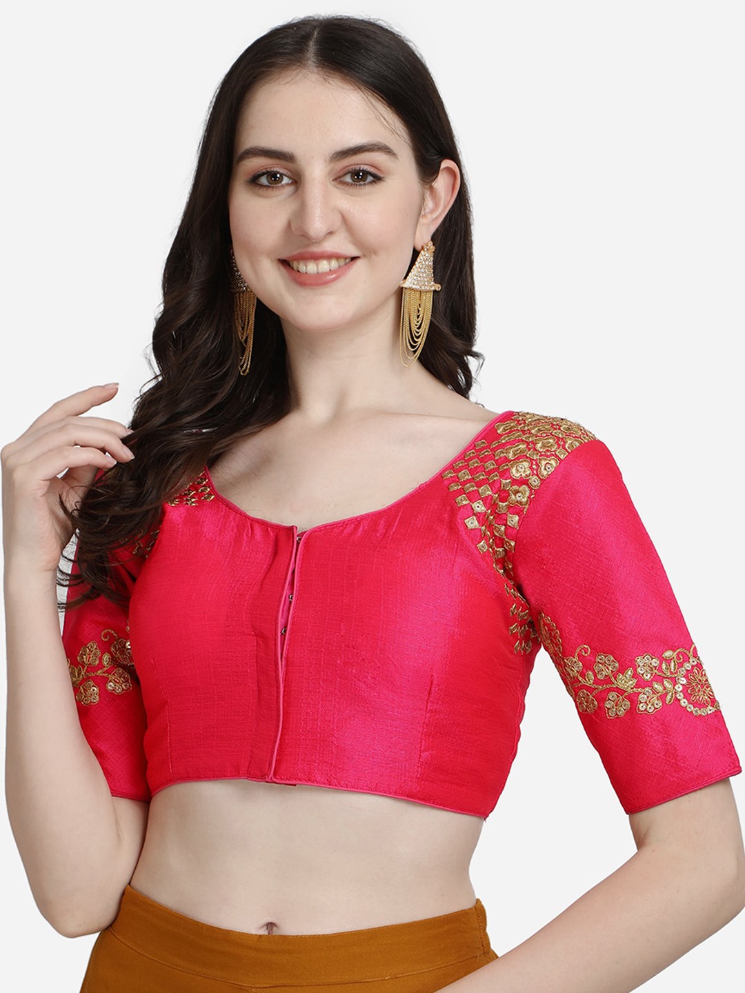 

Mesmore Women Pink Saree Blouse