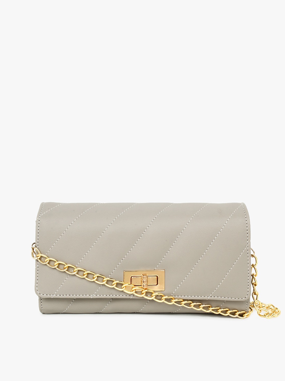 

LEGAL BRIBE Women Grey Textured PU Structured Sling Bag