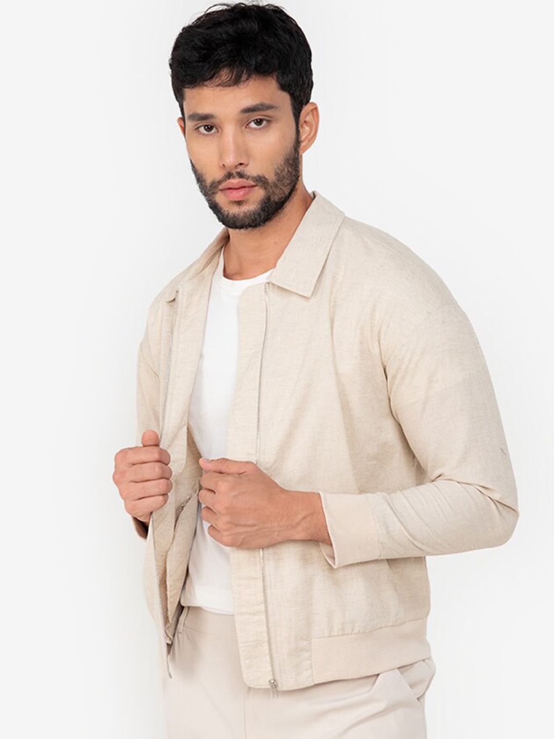 

ZALORA BASICS Men Beige Bomber Jacket
