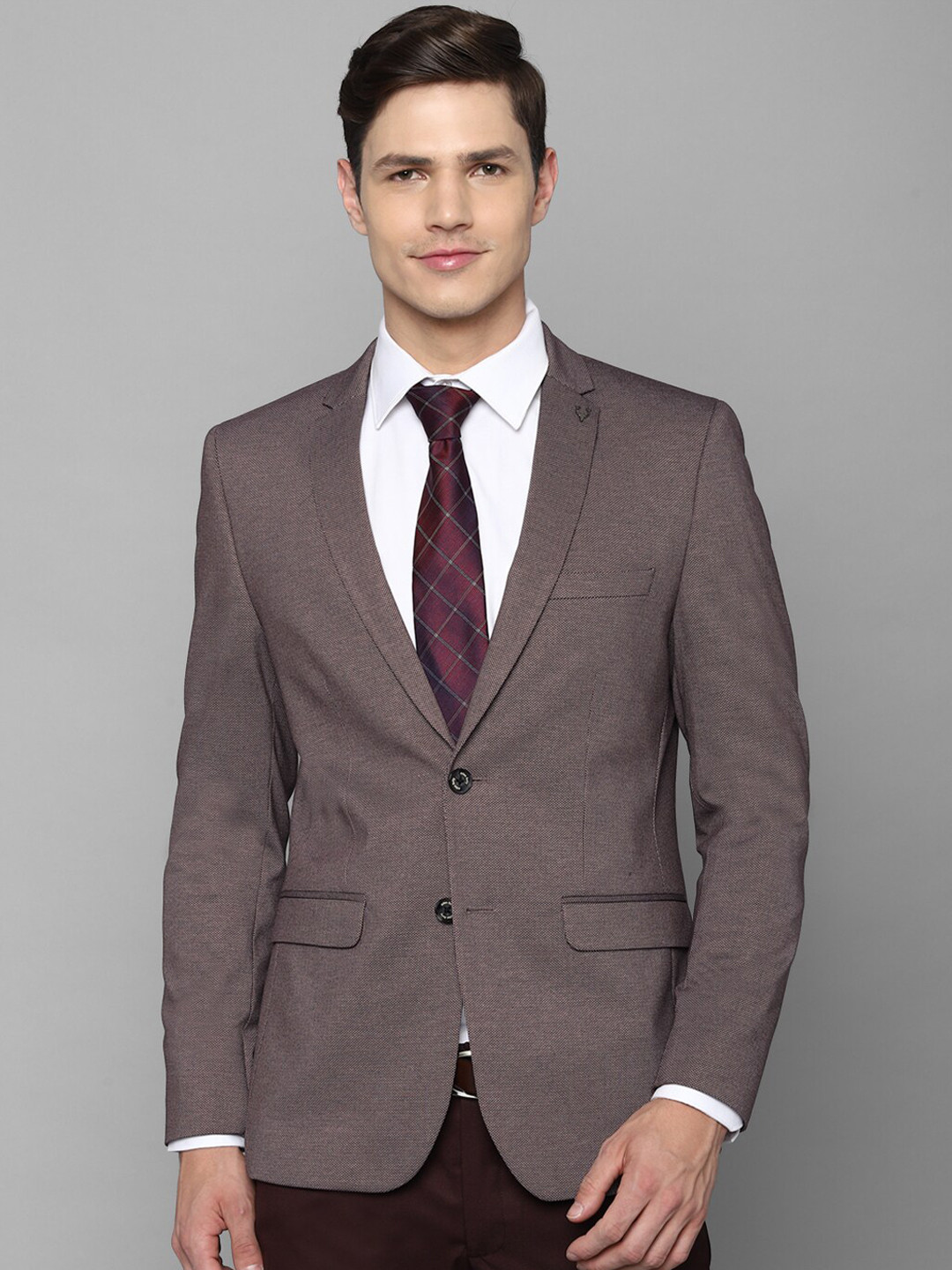 

Allen Solly Men Brown Textured Single Breasted Slim-Fit Formal Blazers