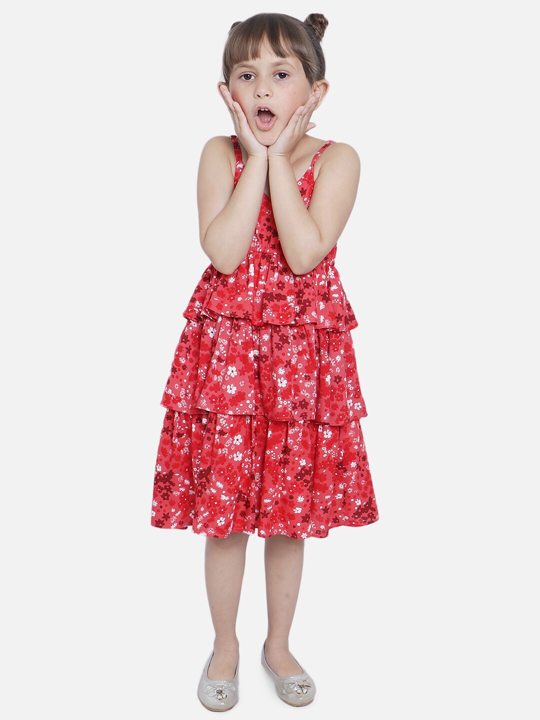 

Nauti Nati Girls Red Floral Crepe Dress