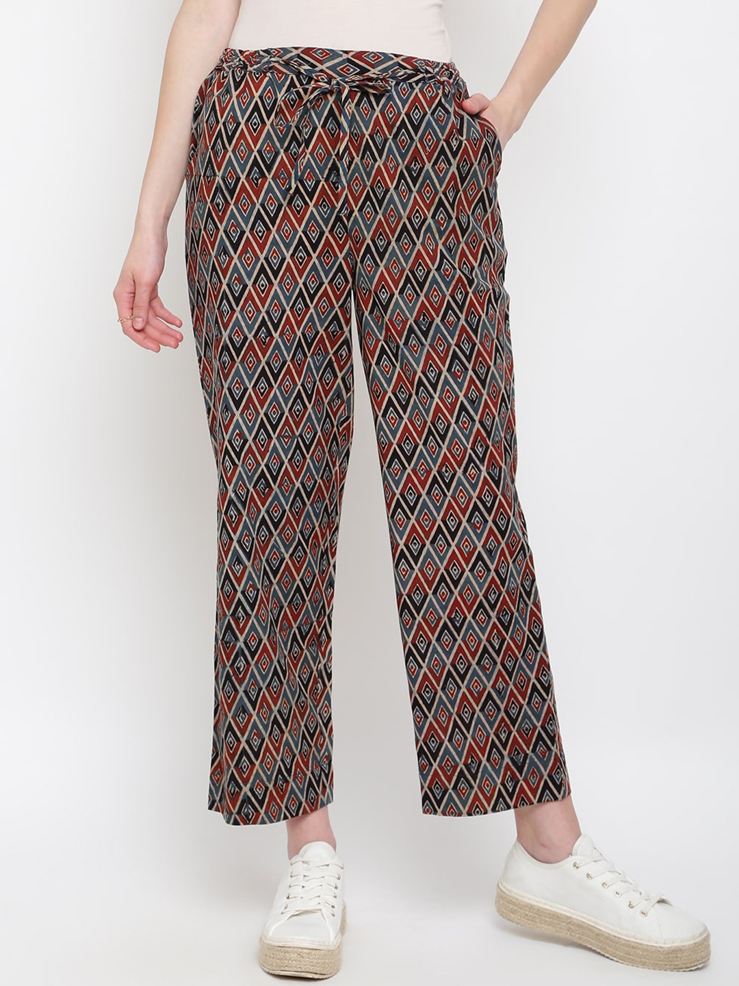 

Fabindia FabBasic Women Black Printed Trousers